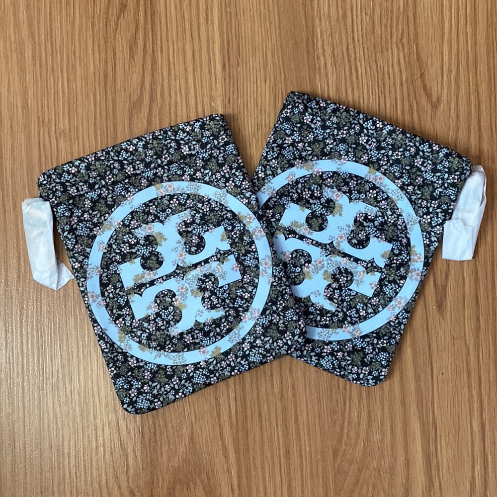 ❤️ Tory Burch Floral Logo Nylon Pouch Bundle New